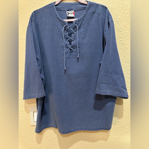 Drawstrings of Malibu 100% Cotton Lace Up Blouse - Picture 1 of 4